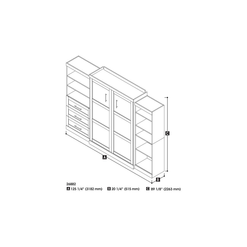 Queen Murphy Bed with Shelving and Drawers, 126-inch Space-Saving Wall Bed. Picture 15