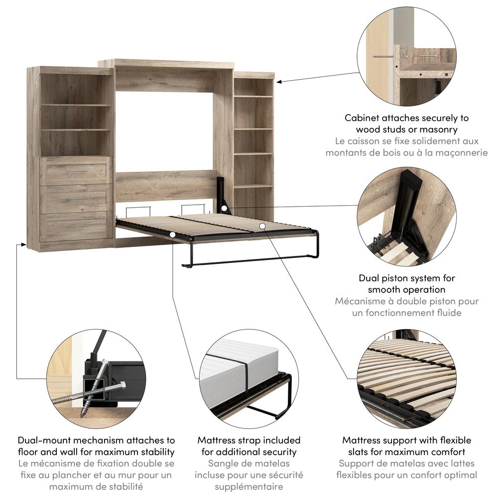 Queen Murphy Bed with Shelving and Drawers, 126-inch Space-Saving Wall Bed. Picture 6