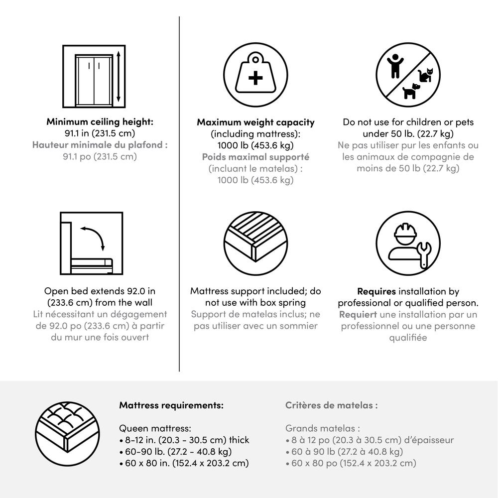 Queen Murphy 2 Shelving Units, 115-inch Space-Saving Wall Bed with Storage. Picture 14