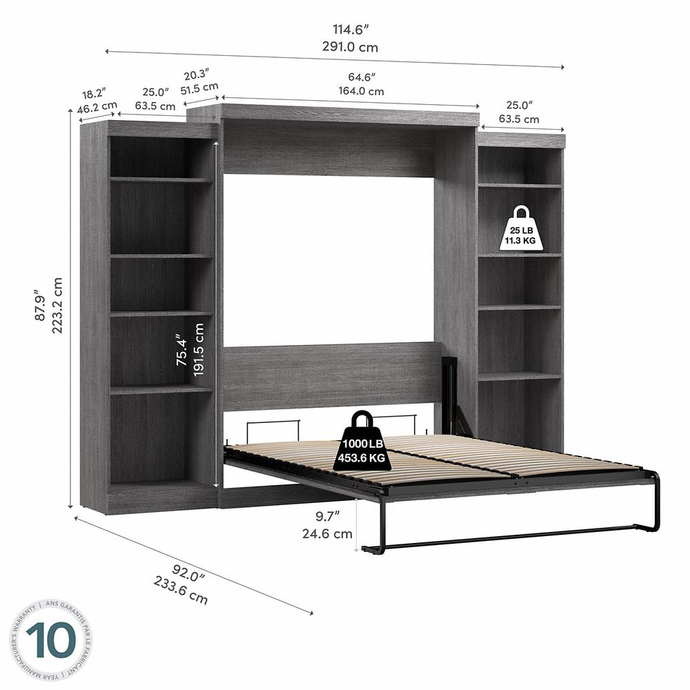 Queen Murphy Bed and 2 Shelving Units, 115-inch Space-Saving Wall Bed. Picture 6