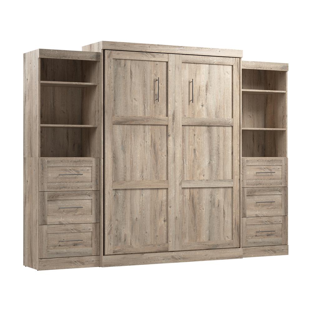 Queen Murphy 2 Shelving Units with Drawers, 115-inch Space-Saving Wall Bed. Picture 2