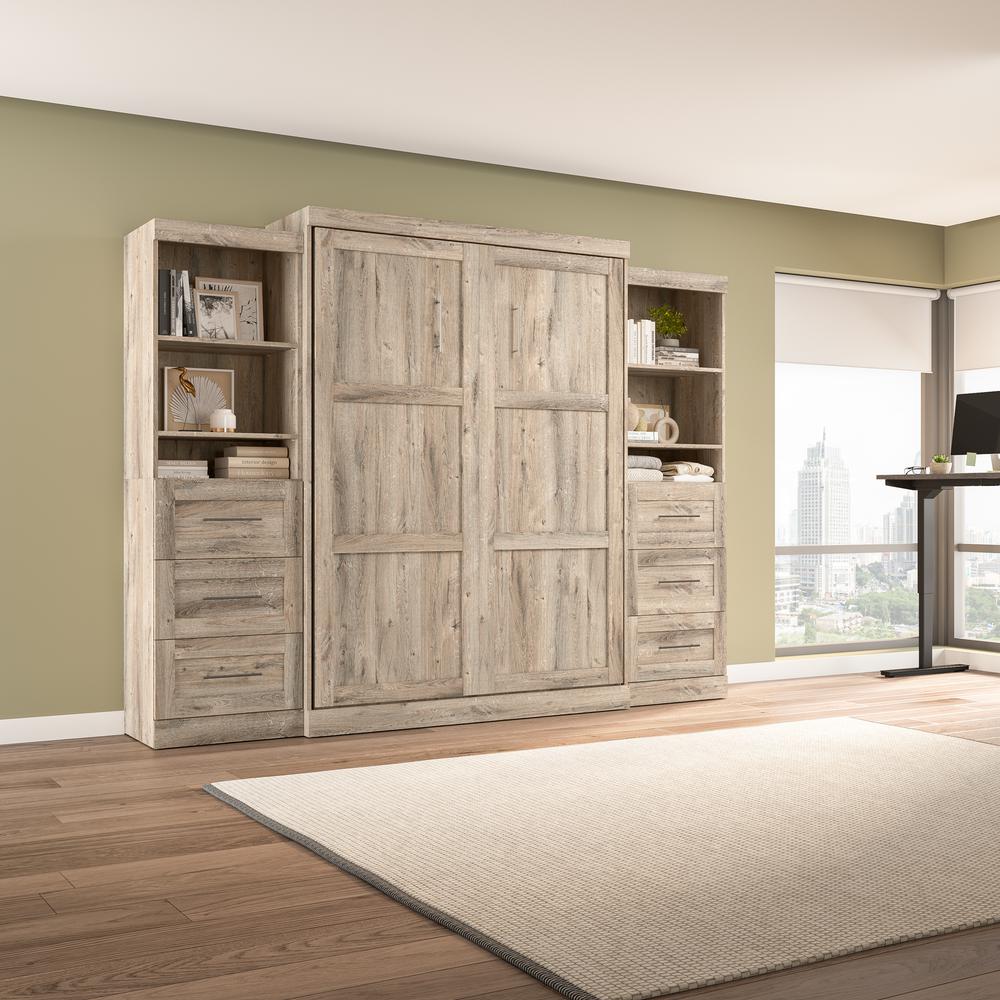 Queen Murphy 2 Shelving Units with Drawers, 115-inch Space-Saving Wall Bed. Picture 13