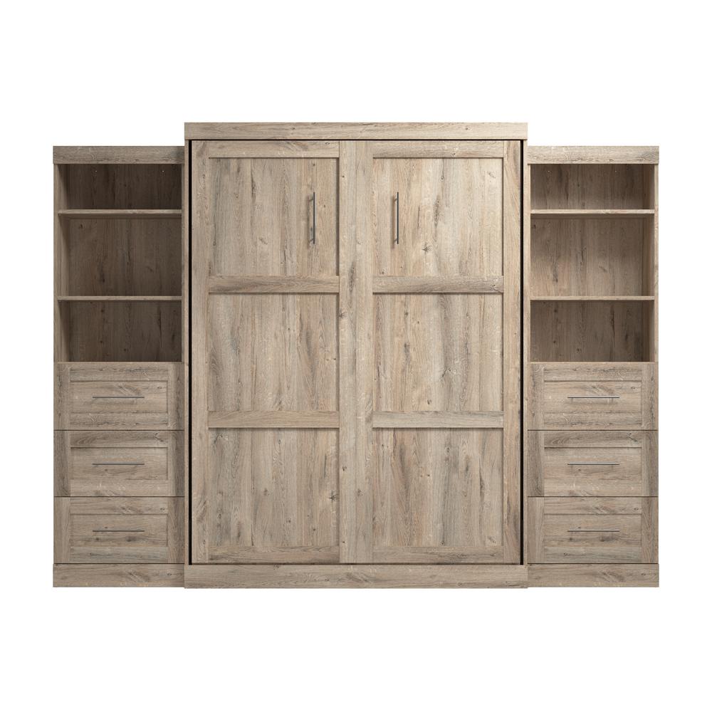 Queen Murphy 2 Shelving Units with Drawers, 115-inch Space-Saving Wall Bed. Picture 1
