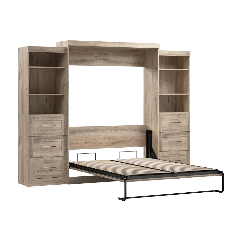 Queen Murphy 2 Shelving Units with Drawers, 115-inch Space-Saving Wall Bed. Picture 3