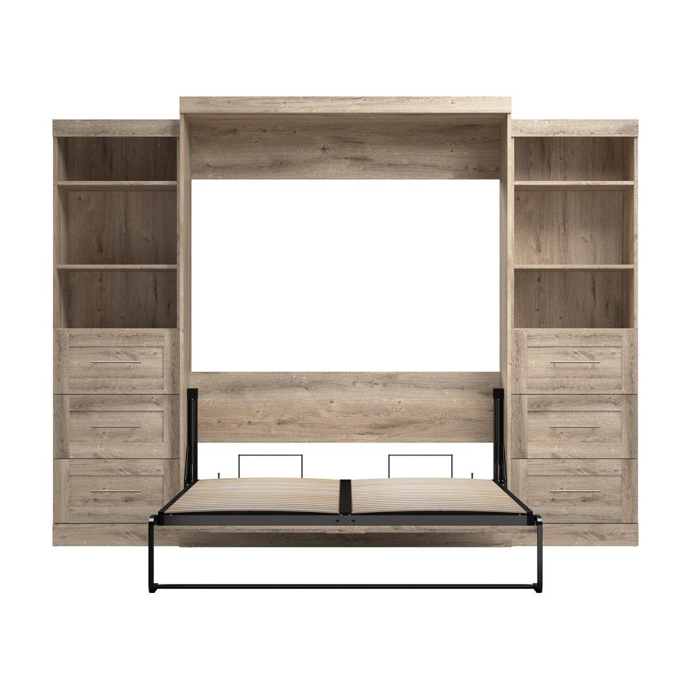 Queen Murphy 2 Shelving Units with Drawers, 115-inch Space-Saving Wall Bed. Picture 4
