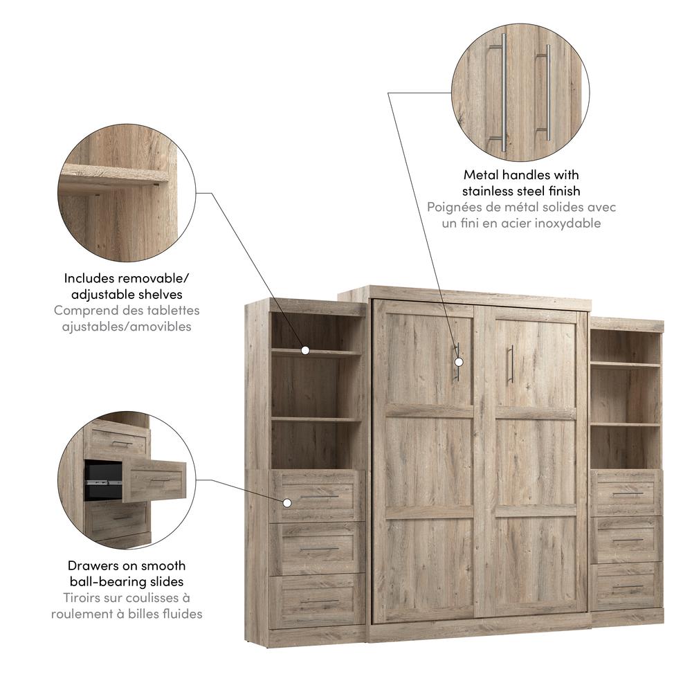 Queen Murphy 2 Shelving Units with Drawers, 115-inch Space-Saving Wall Bed. Picture 11