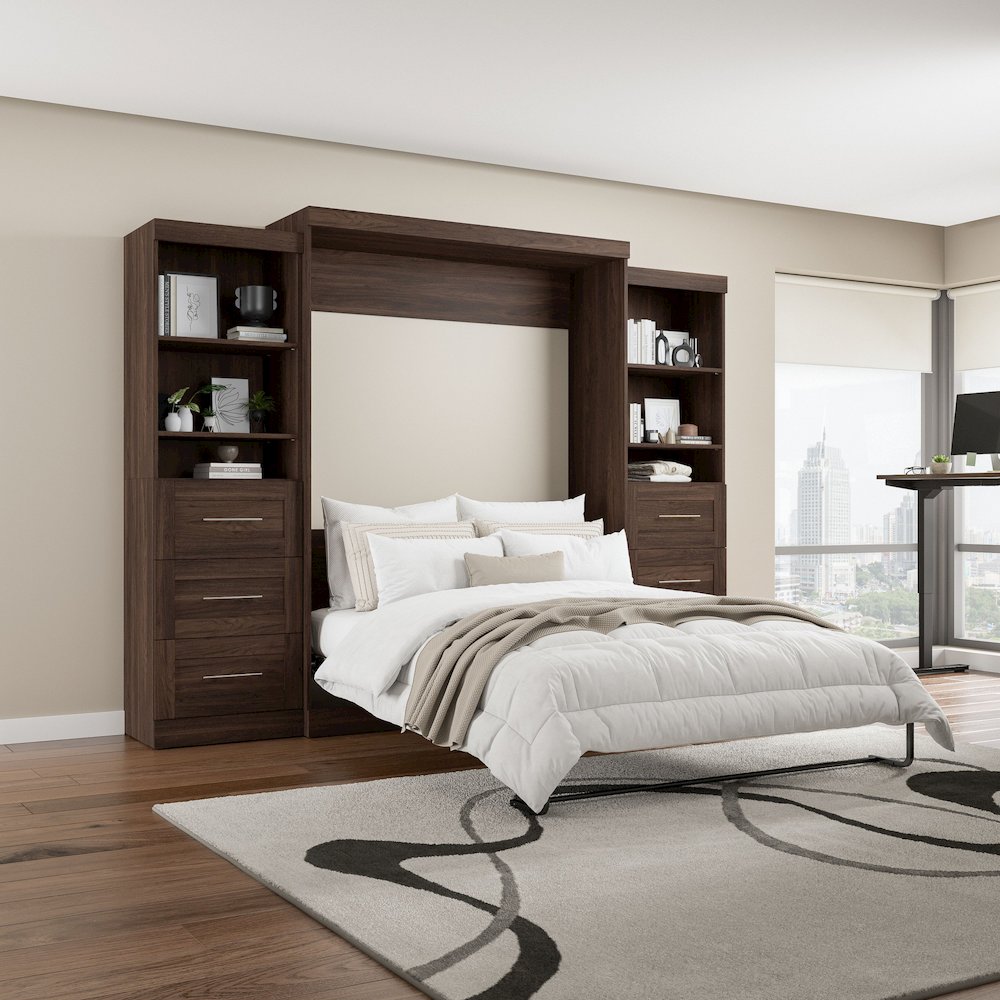 Pur Queen Murphy Bed and 2 Shelving Units with Drawers (115W). Picture 2