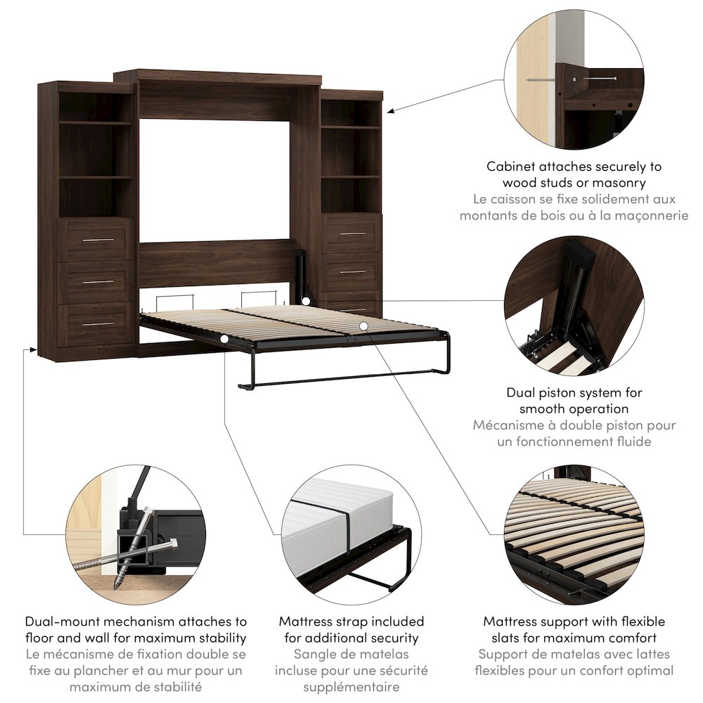 Pur Queen Murphy Bed and 2 Shelving Units with Drawers (115W). Picture 8