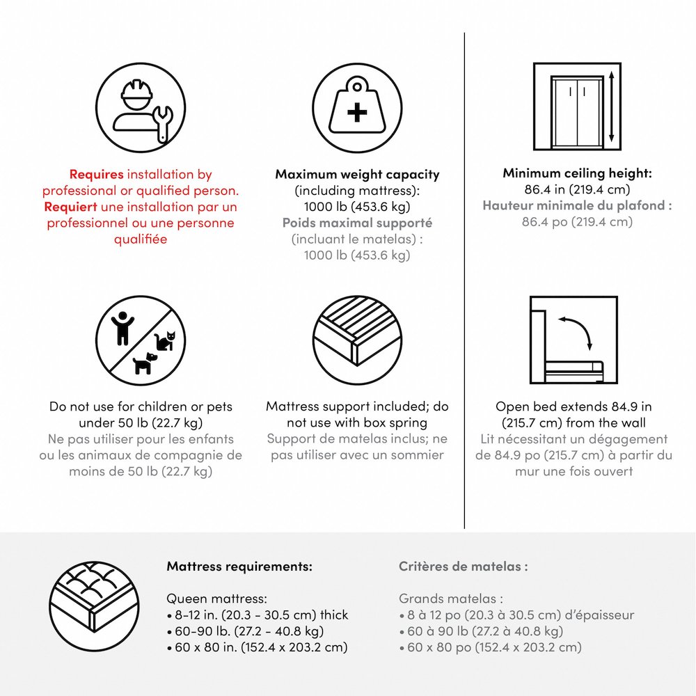 Pur Queen Murphy Bed and 2 Shelving Units with Drawers (115W). Picture 9