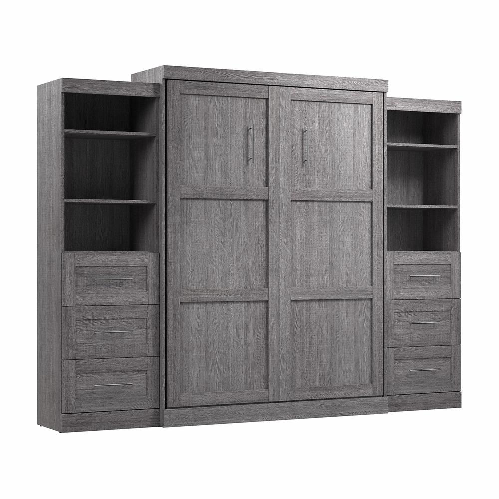 Queen Murphy 2 Shelving Units with Drawers, 115-inch Space-Saving Wall Bed. Picture 1