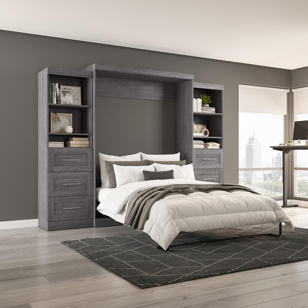 Queen Murphy 2 Shelving Units with Drawers, 115-inch Space-Saving Wall Bed. Picture 7