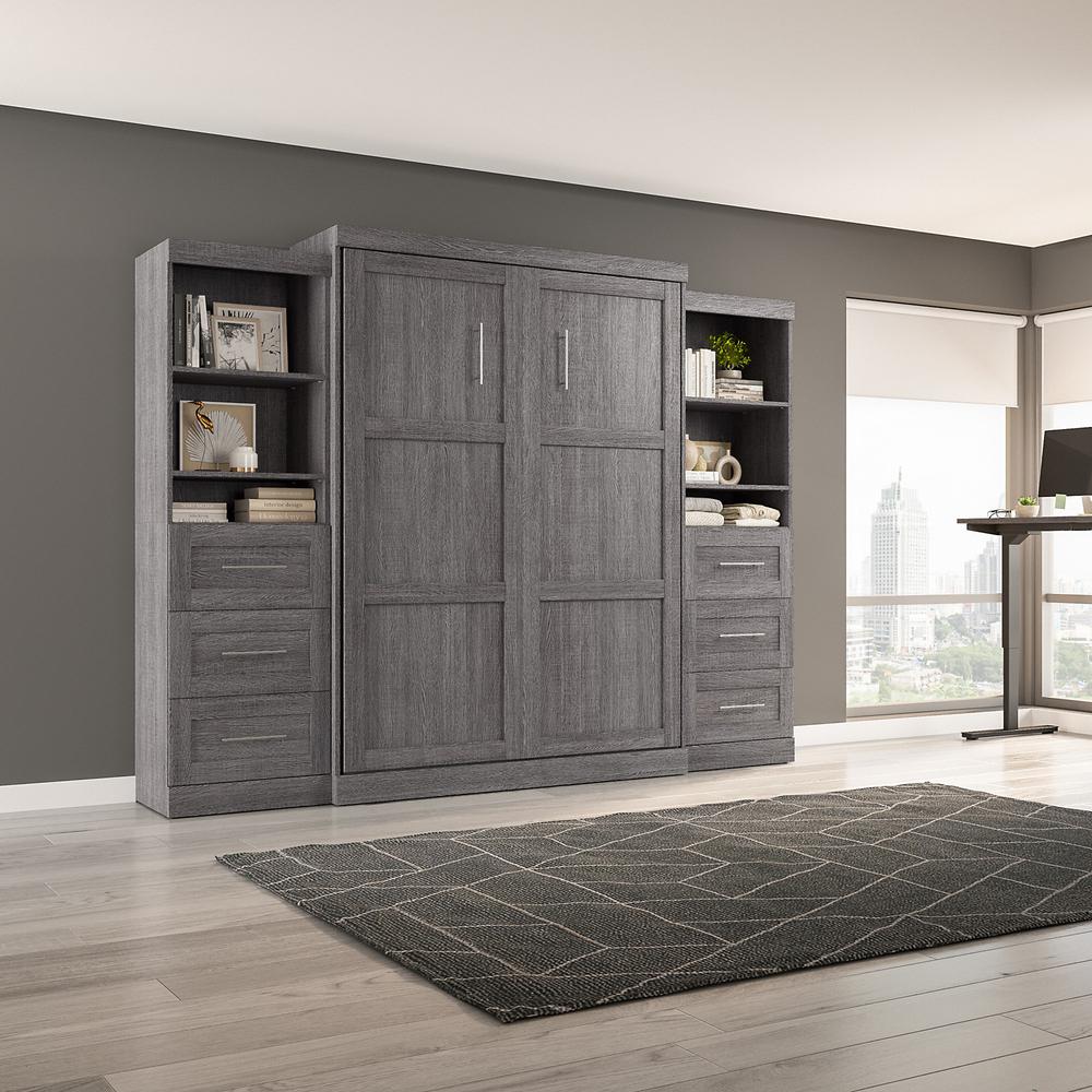 Queen Murphy 2 Shelving Units with Drawers, 115-inch Space-Saving Wall Bed. Picture 2