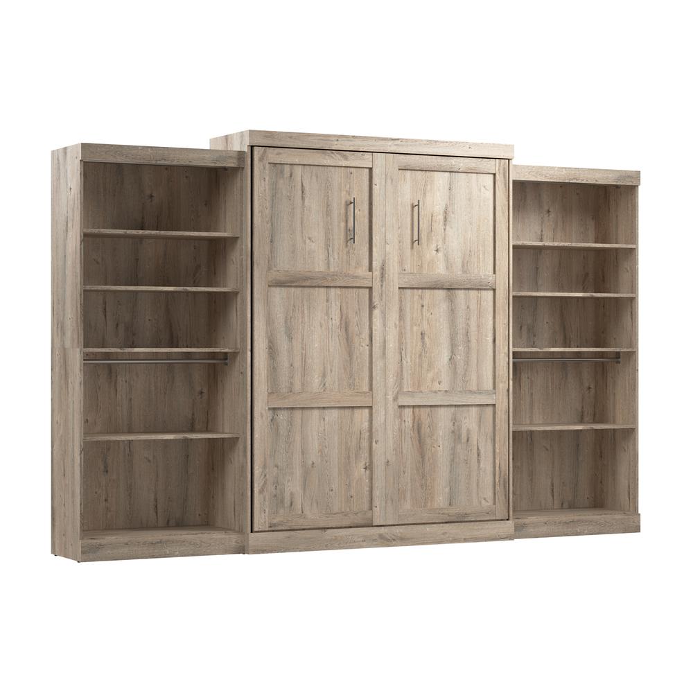 Queen Murphy Bed with 2 Shelving Units, 136-inch Space-Saving Wall Bed. Picture 1