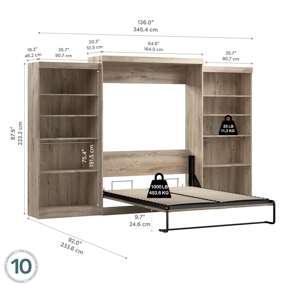 Queen Murphy Bed with 2 Shelving Units, 136-inch Space-Saving Wall Bed. Picture 5