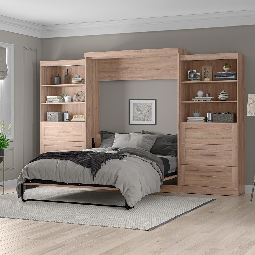 Queen Murphy 2 Shelving Units with Drawers, 136-inch Space-Saving Wall Bed. Picture 3