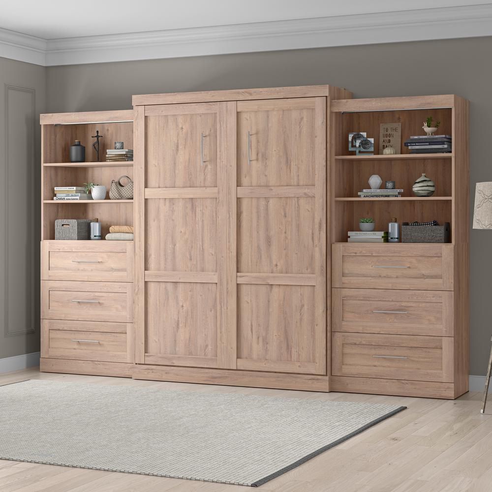 Queen Murphy 2 Shelving Units with Drawers, 136-inch Space-Saving Wall Bed. Picture 12