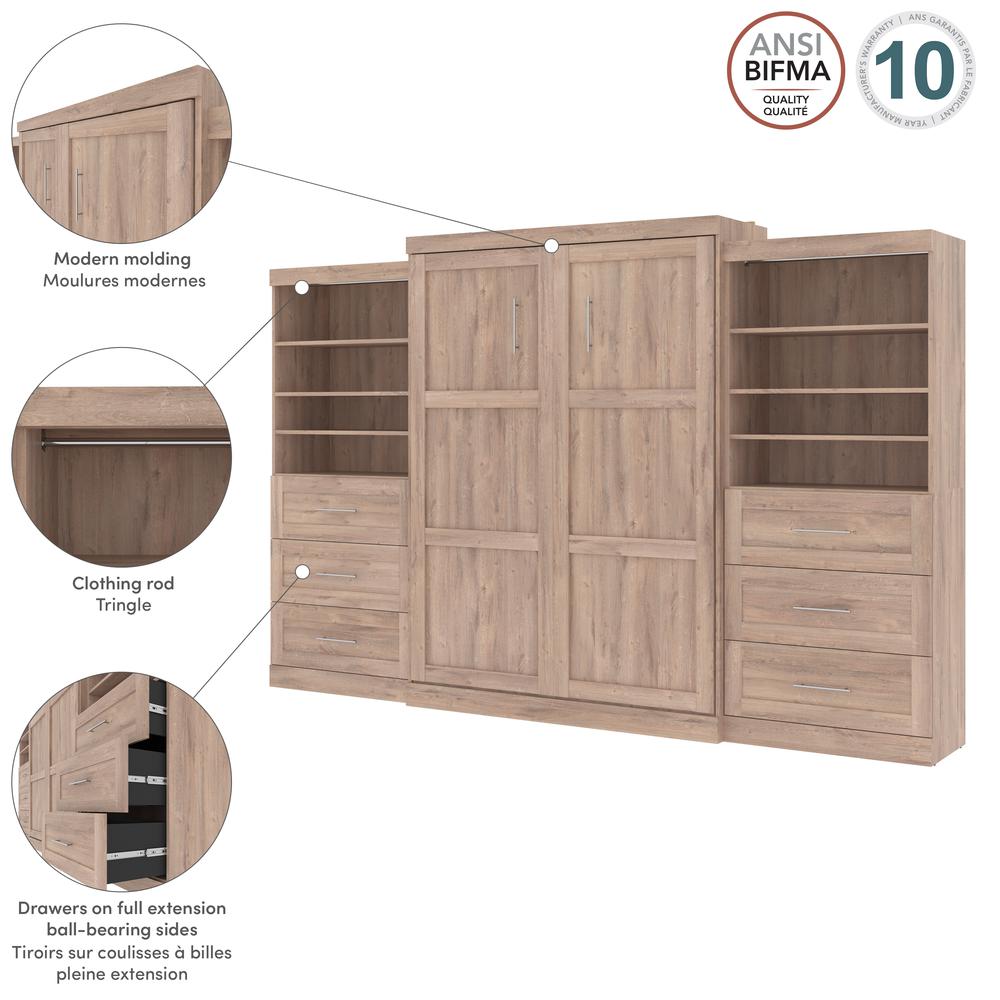 Queen Murphy 2 Shelving Units with Drawers, 136-inch Space-Saving Wall Bed. Picture 14
