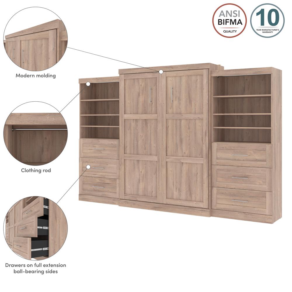 Queen Murphy 2 Shelving Units with Drawers, 136-inch Space-Saving Wall Bed. Picture 13