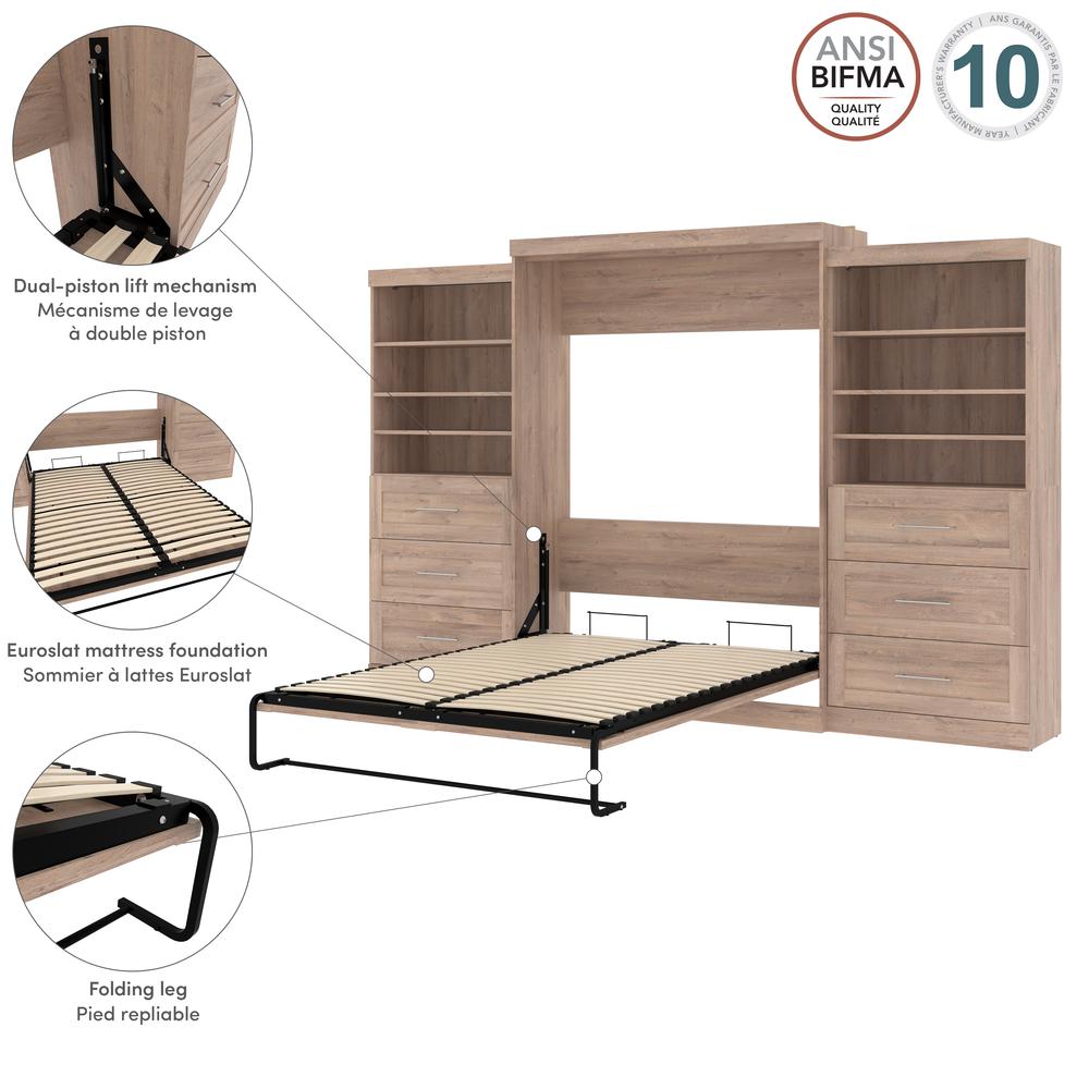 Queen Murphy 2 Shelving Units with Drawers, 136-inch Space-Saving Wall Bed. Picture 15