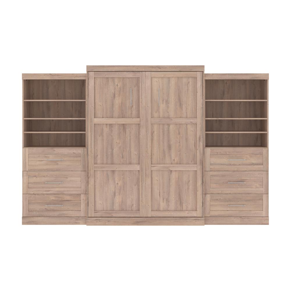Queen Murphy 2 Shelving Units with Drawers, 136-inch Space-Saving Wall Bed. Picture 1