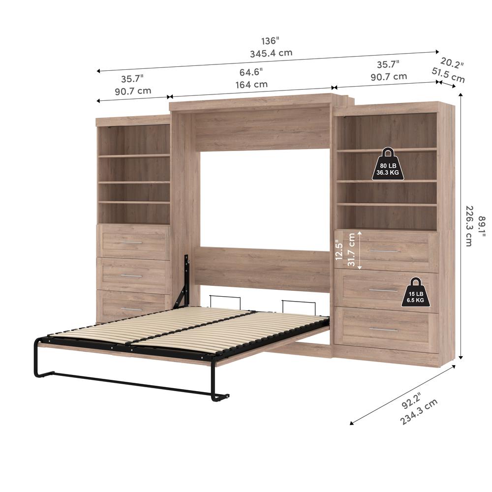 Queen Murphy 2 Shelving Units with Drawers, 136-inch Space-Saving Wall Bed. Picture 21