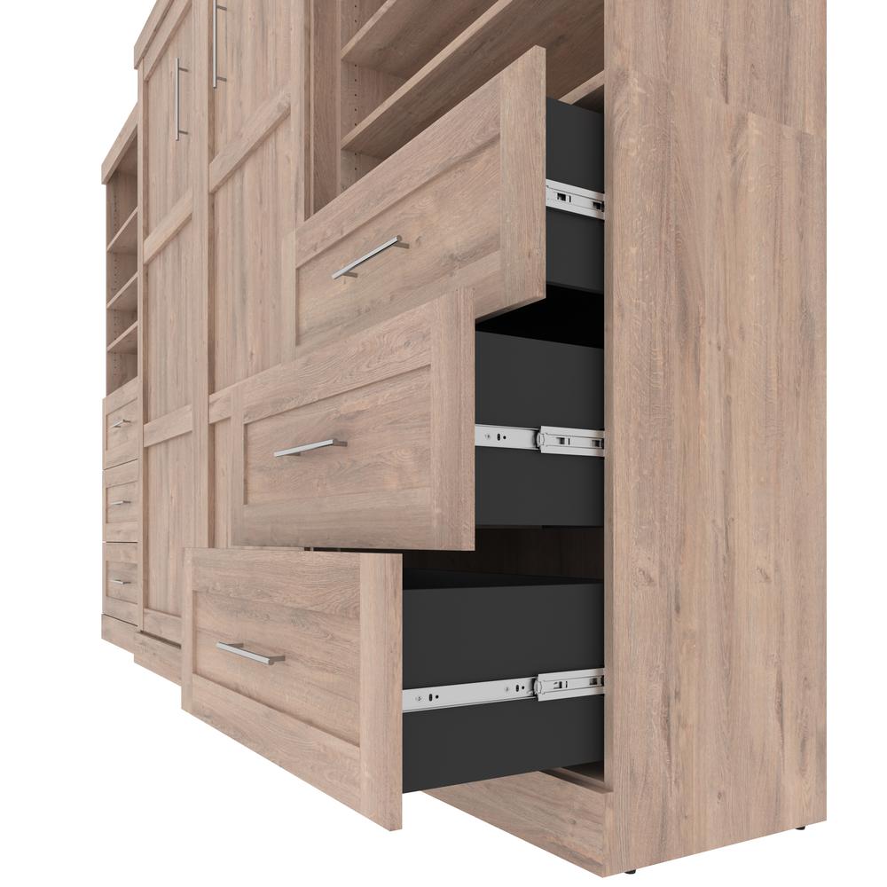 Queen Murphy 2 Shelving Units with Drawers, 136-inch Space-Saving Wall Bed. Picture 29