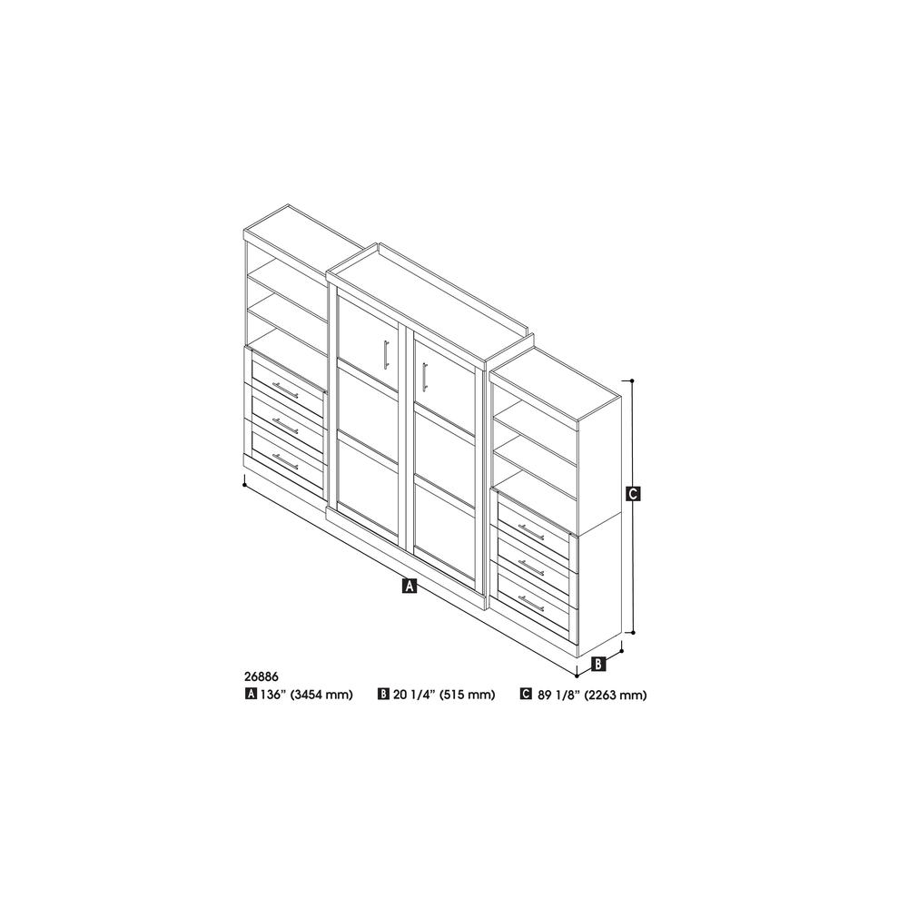 Queen Murphy 2 Shelving Units with Drawers, 136-inch Space-Saving Wall Bed. Picture 25