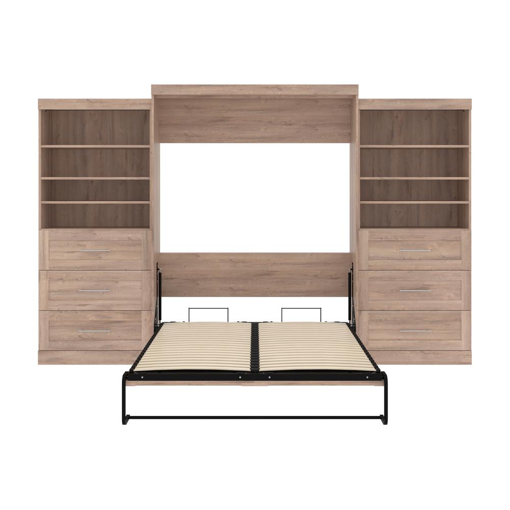 Queen Murphy 2 Shelving Units with Drawers, 136-inch Space-Saving Wall Bed. Picture 8