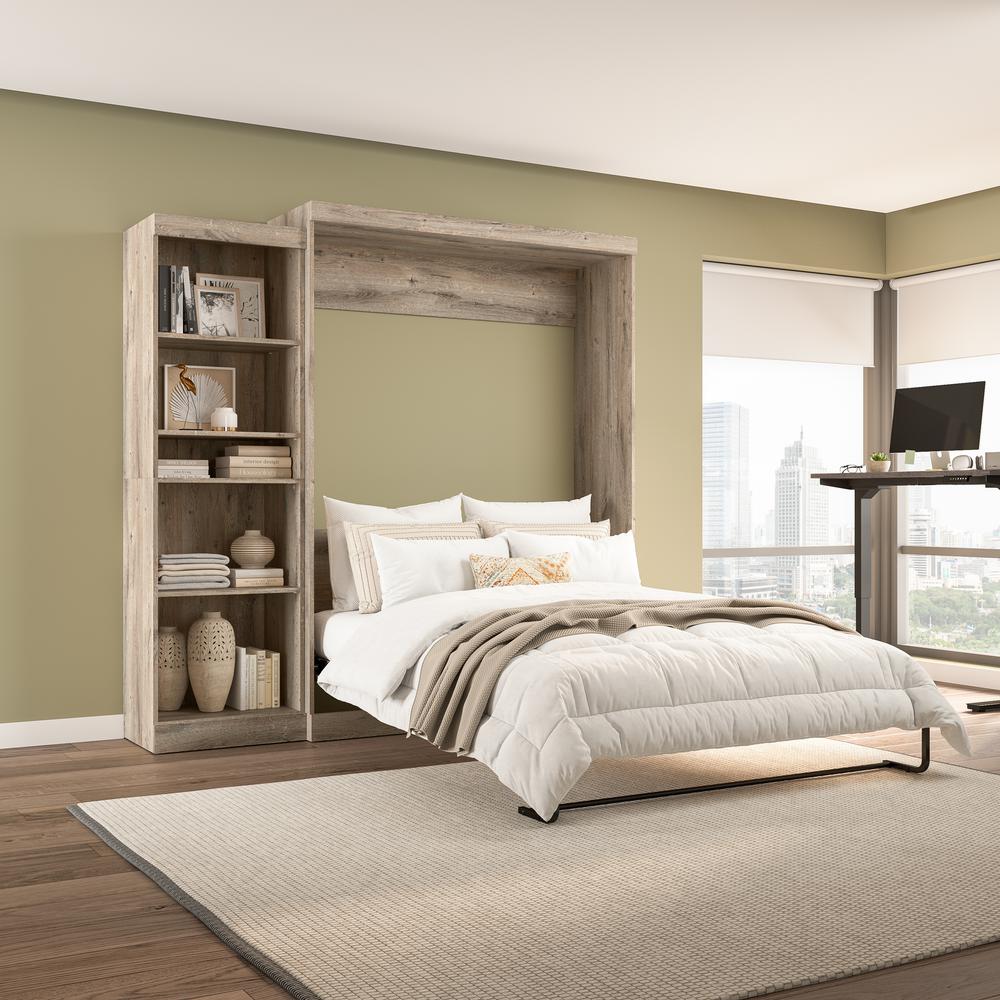 Queen Murphy Shelving Unit, 90-inch Space-Saving Wall Bed for Multipurpose Room. Picture 2