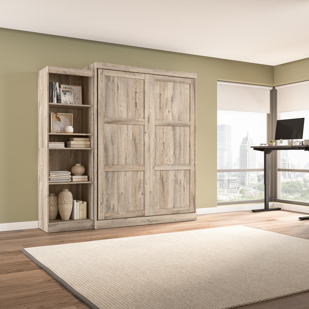 Queen Murphy Shelving Unit, 90-inch Space-Saving Wall Bed for Multipurpose Room. Picture 8