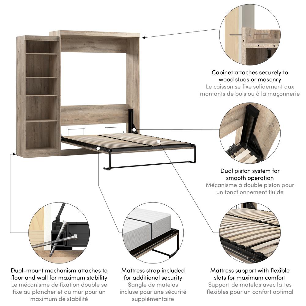 Queen Murphy Shelving Unit, 90-inch Space-Saving Wall Bed for Multipurpose Room. Picture 10