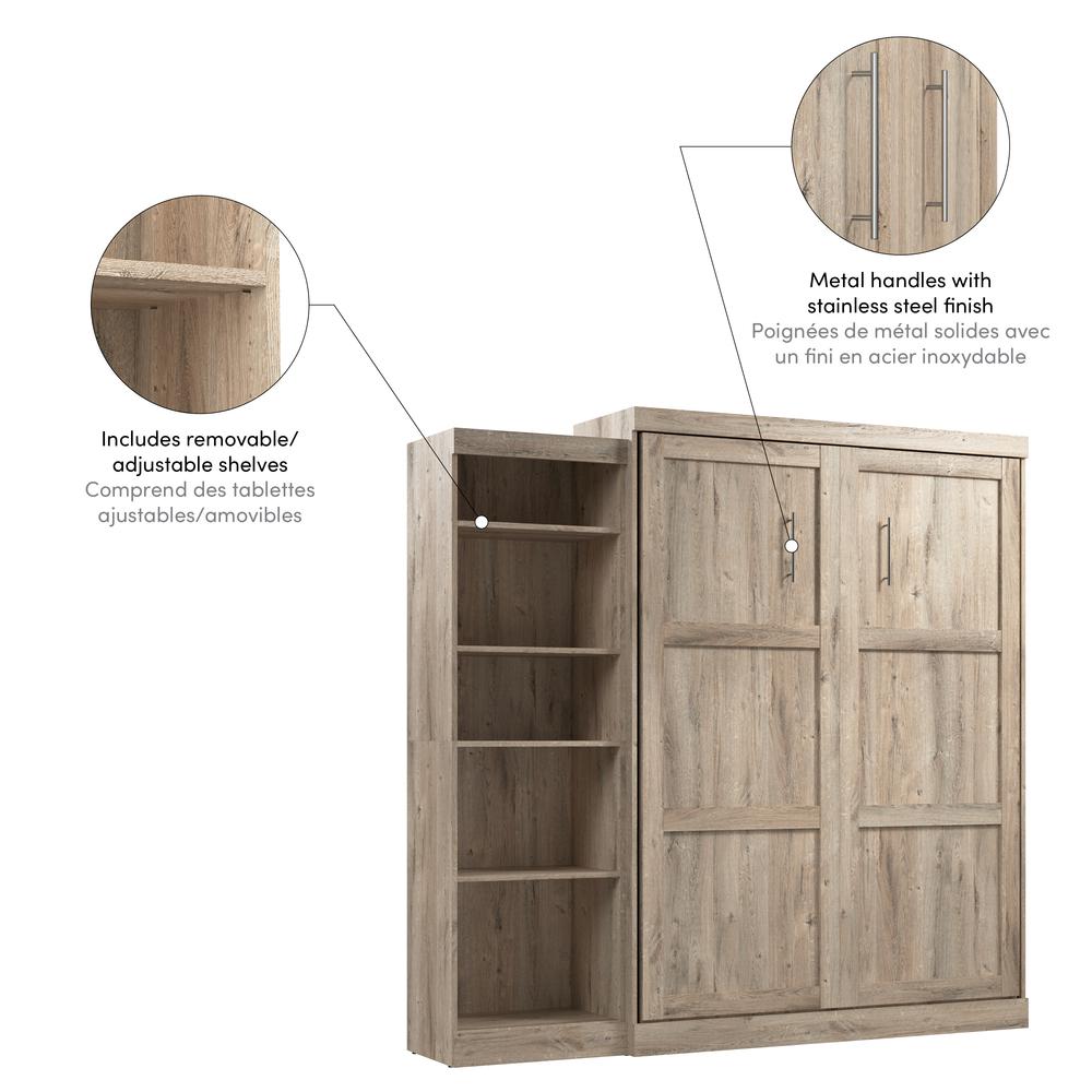 Queen Murphy Shelving Unit, 90-inch Space-Saving Wall Bed for Multipurpose Room. Picture 4