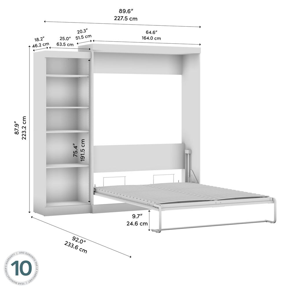 Queen Murphy Shelving Unit, 90-inch Space-Saving Wall Bed for Multipurpose Room. Picture 5