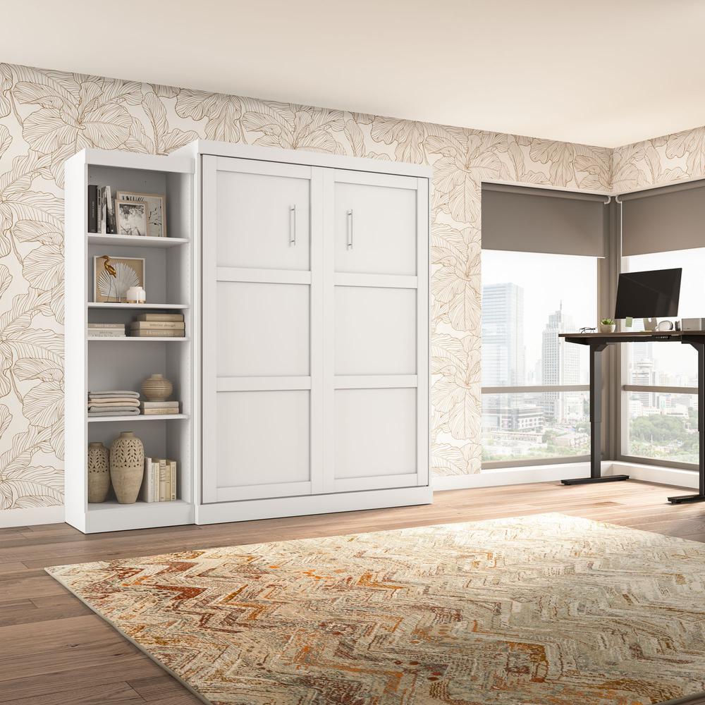 Queen Murphy Shelving Unit, 90-inch Space-Saving Wall Bed for Multipurpose Room. Picture 3