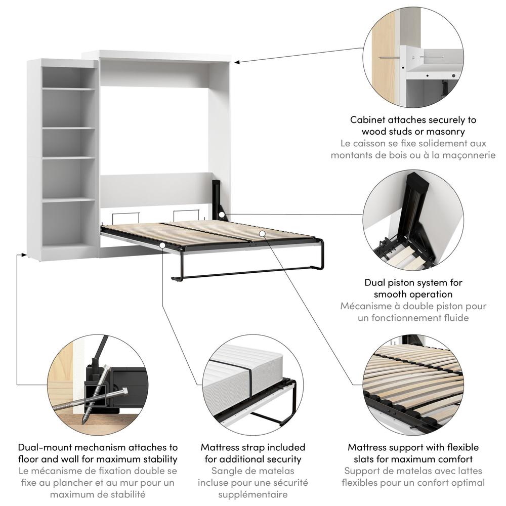 Queen Murphy Shelving Unit, 90-inch Space-Saving Wall Bed for Multipurpose Room. Picture 4