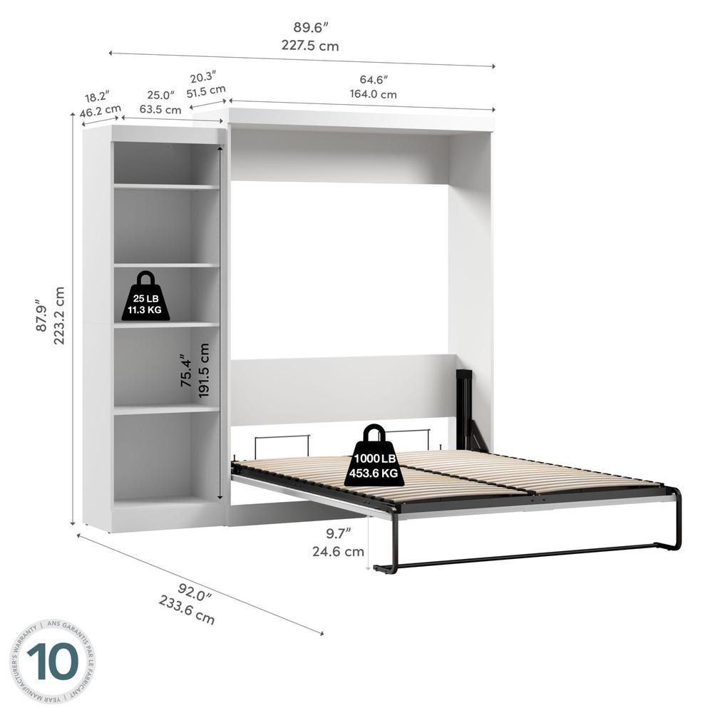 Queen Murphy Shelving Unit, 90-inch Space-Saving Wall Bed for Multipurpose Room. Picture 6