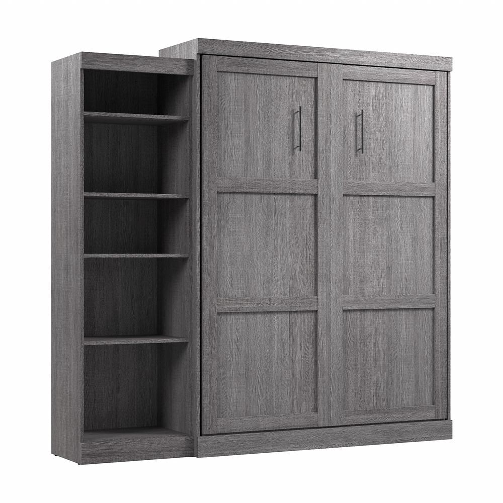 Queen Murphy Bed with Shelving Unit, 90-inch Space-Saving Wall Bed. Picture 1