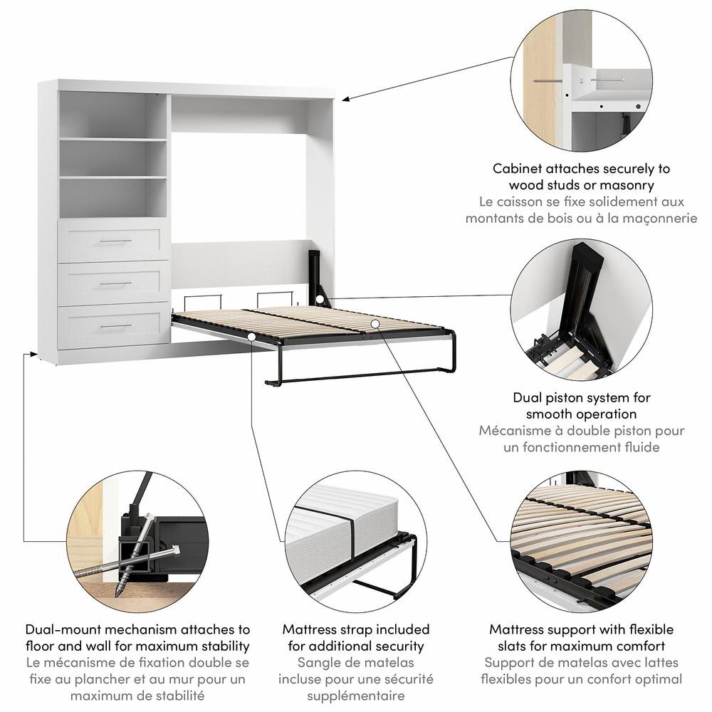 Murphy Bed and Storage Unit with Drawers, 95-inch Space-Saving Wall Bed. Picture 4