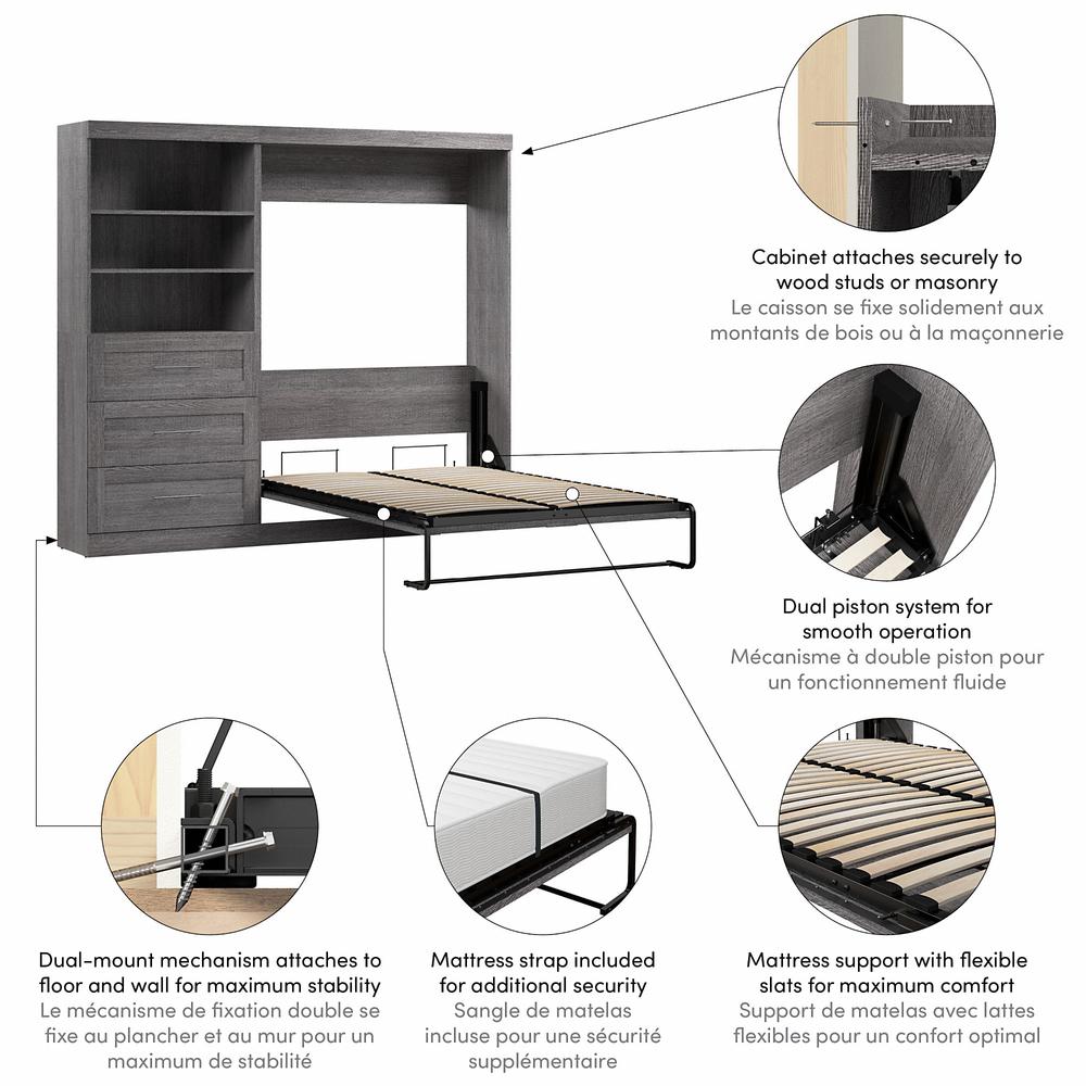 Murphy Bed and Storage Unit with Drawers, 95-inch Space-Saving Wall Bed. Picture 2