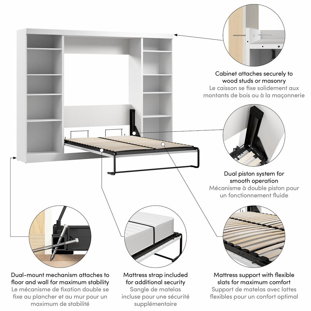 Murphy Bed with 2 Shelving Units, 109-inch Space-Saving Wall Bed with Storage. Picture 4