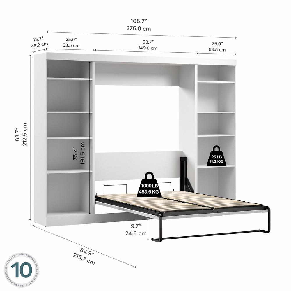 Murphy Bed with 2 Shelving Units, 109-inch Space-Saving Wall Bed with Storage. Picture 6