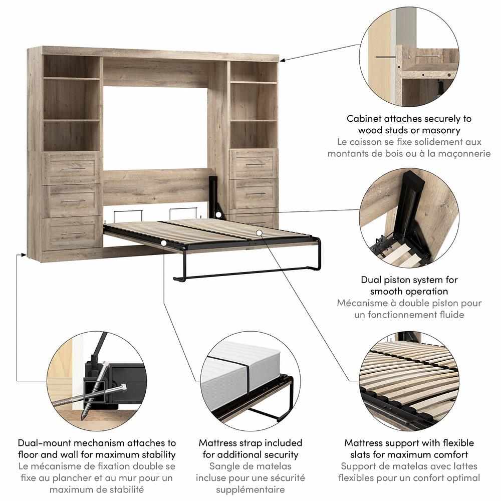 Murphy 2 Shelving Units with Drawers, 109-inch Space-Saving Wall Bed. Picture 4