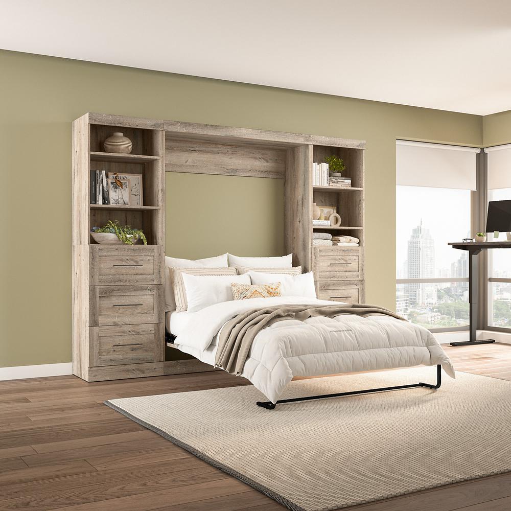 Murphy 2 Shelving Units with Drawers, 109-inch Space-Saving Wall Bed. Picture 2