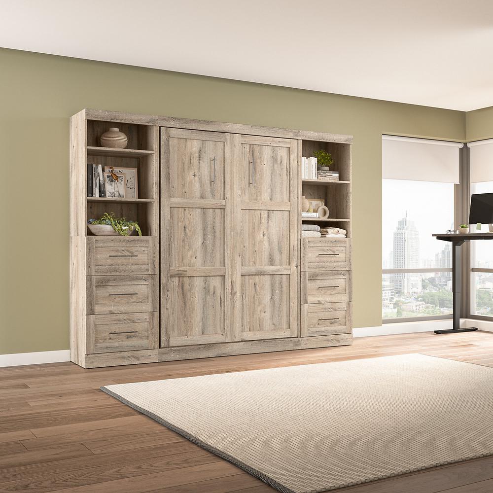 Murphy 2 Shelving Units with Drawers, 109-inch Space-Saving Wall Bed. Picture 3