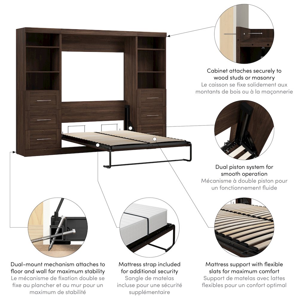 Pur Full Murphy Bed and 2 Shelving Units with Drawers (109W). Picture 9