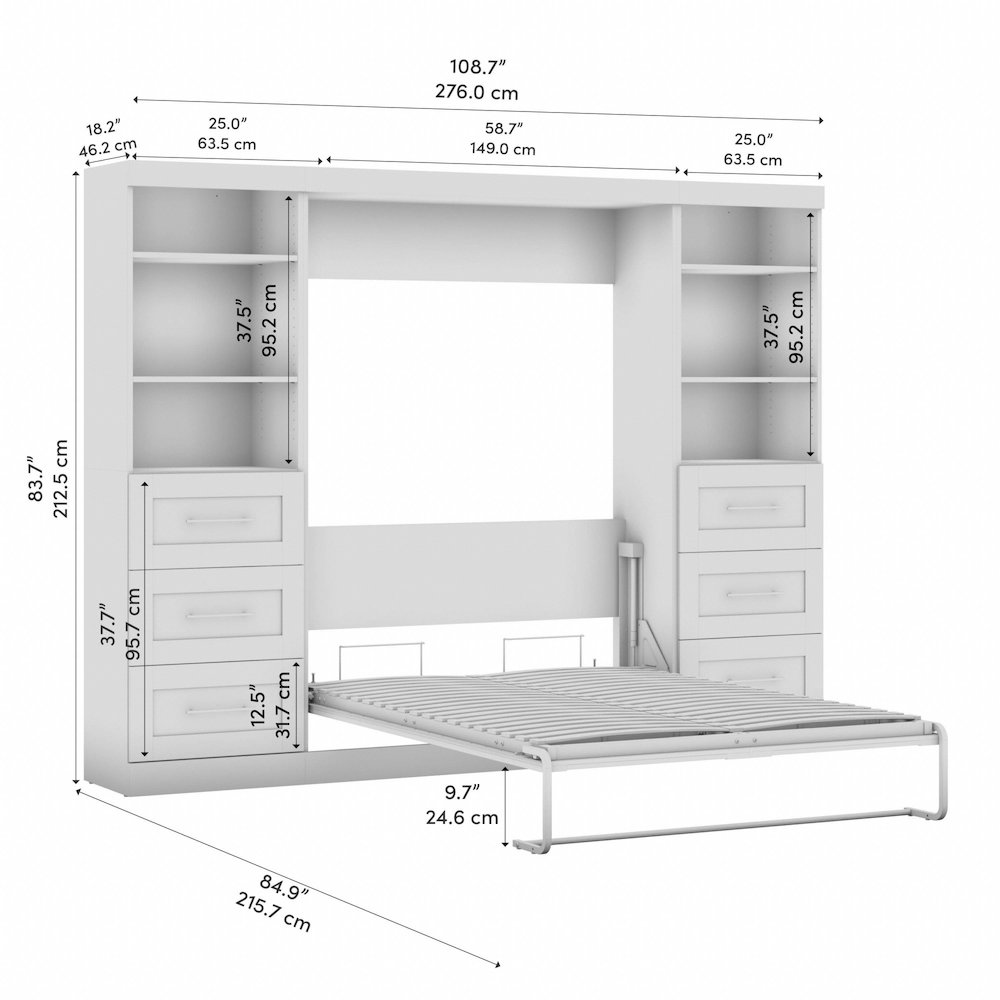 Pur Full Murphy Bed and 2 Shelving Units with Drawers (109W). Picture 10