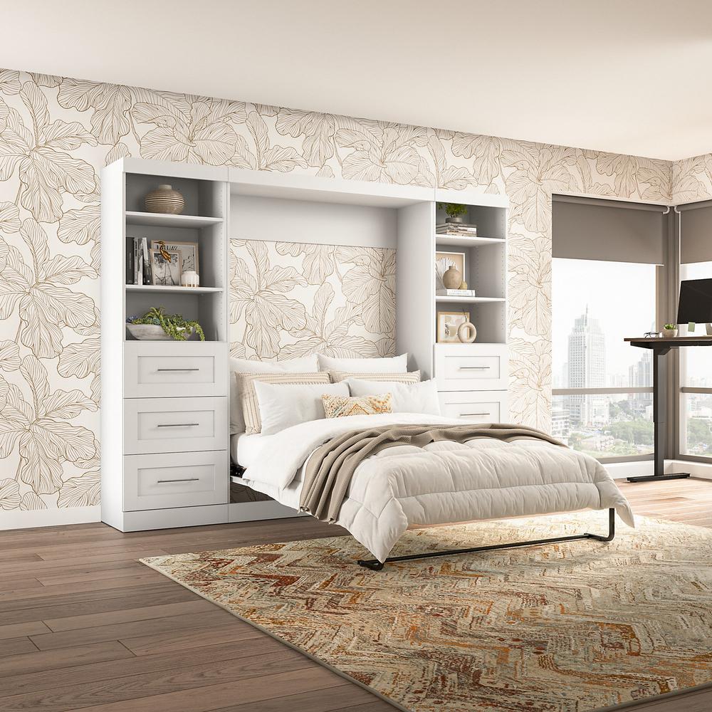 Murphy Bed and 2 Shelving Units with Drawers, 109-inch Space-Saving Wall Bed. Picture 2