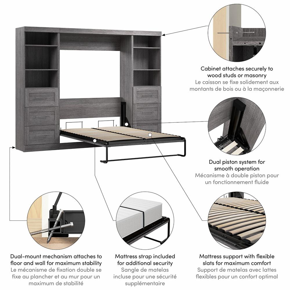 Murphy Bed and 2 Shelving Units with Drawers, 109-inch Space-Saving Wall Bed. Picture 2