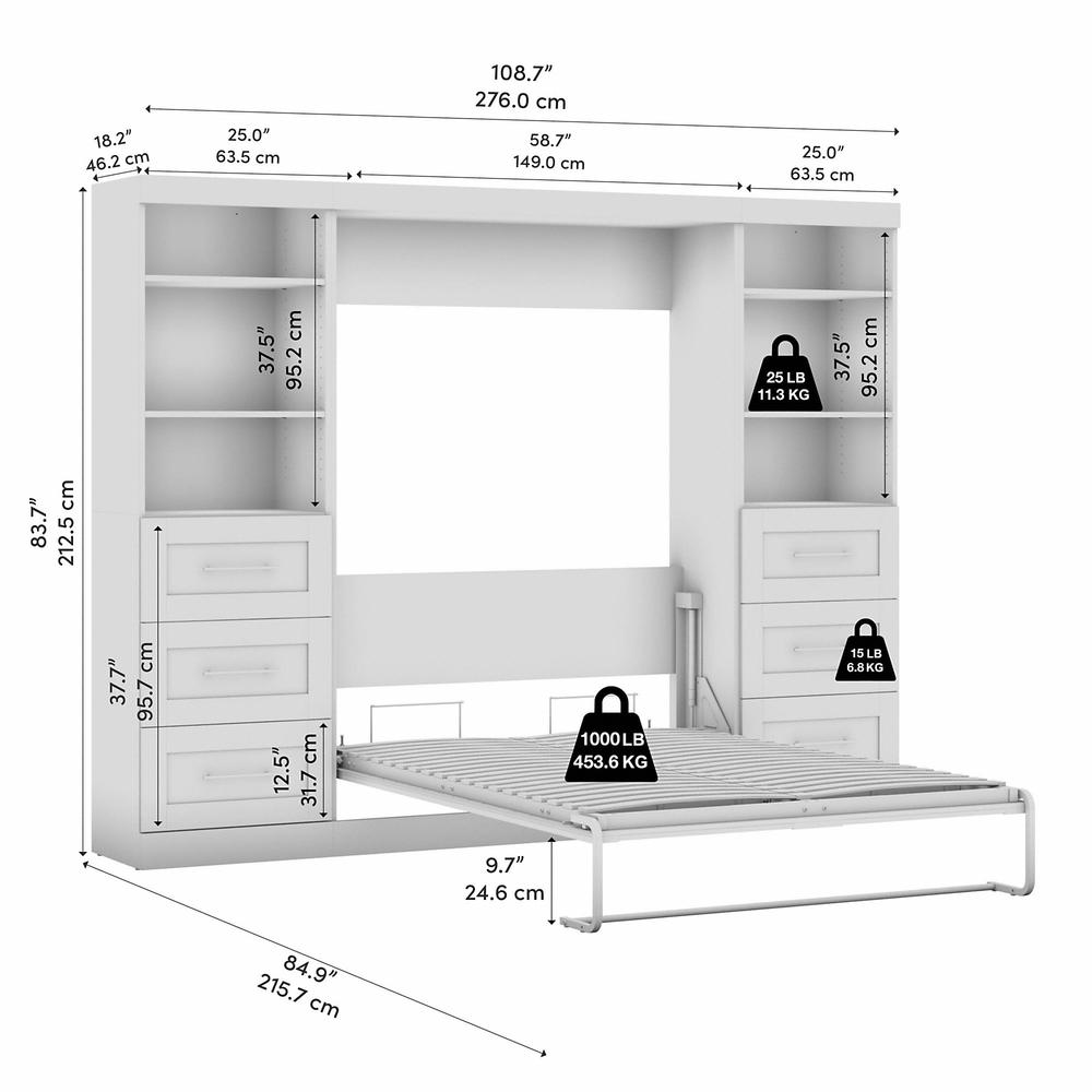 Murphy Bed and 2 Shelving Units with Drawers, 109-inch Space-Saving Wall Bed. Picture 4