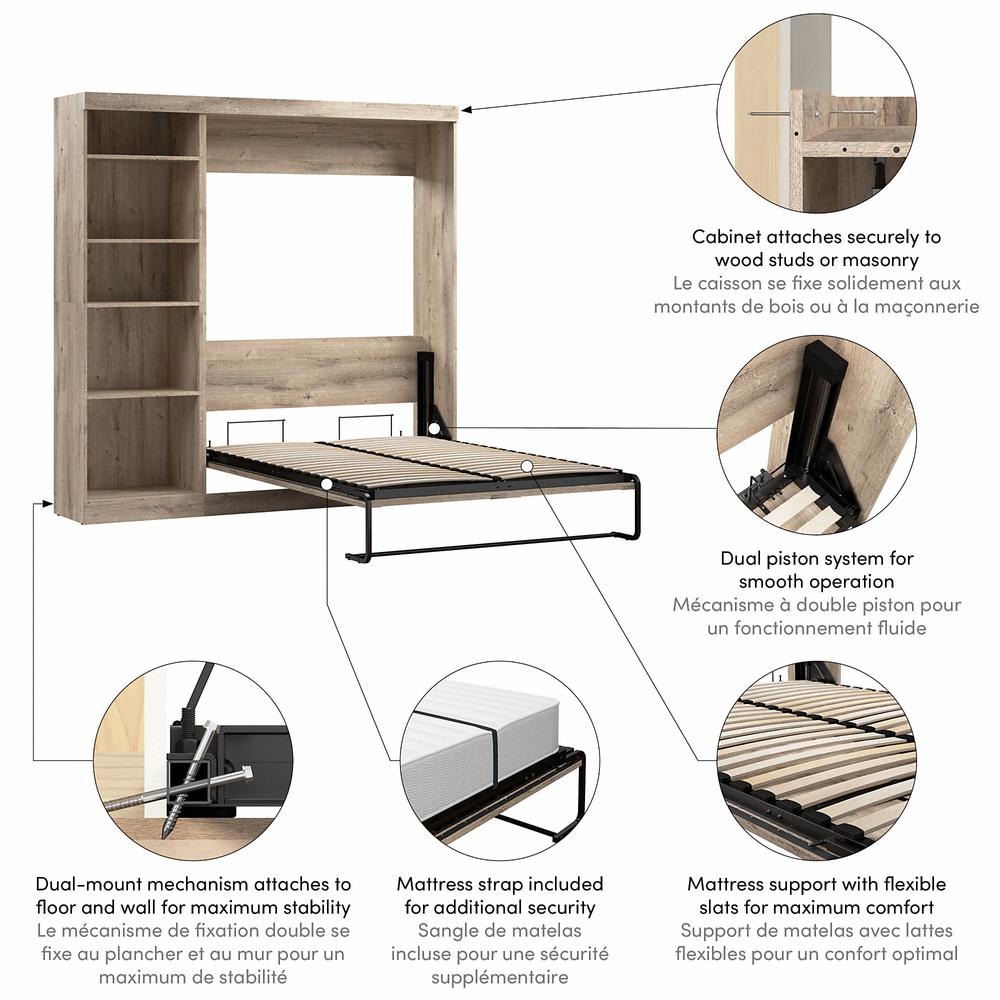 Murphy Bed with Shelving Unit, 84-inch Space-Saving Wall Bed. Picture 2
